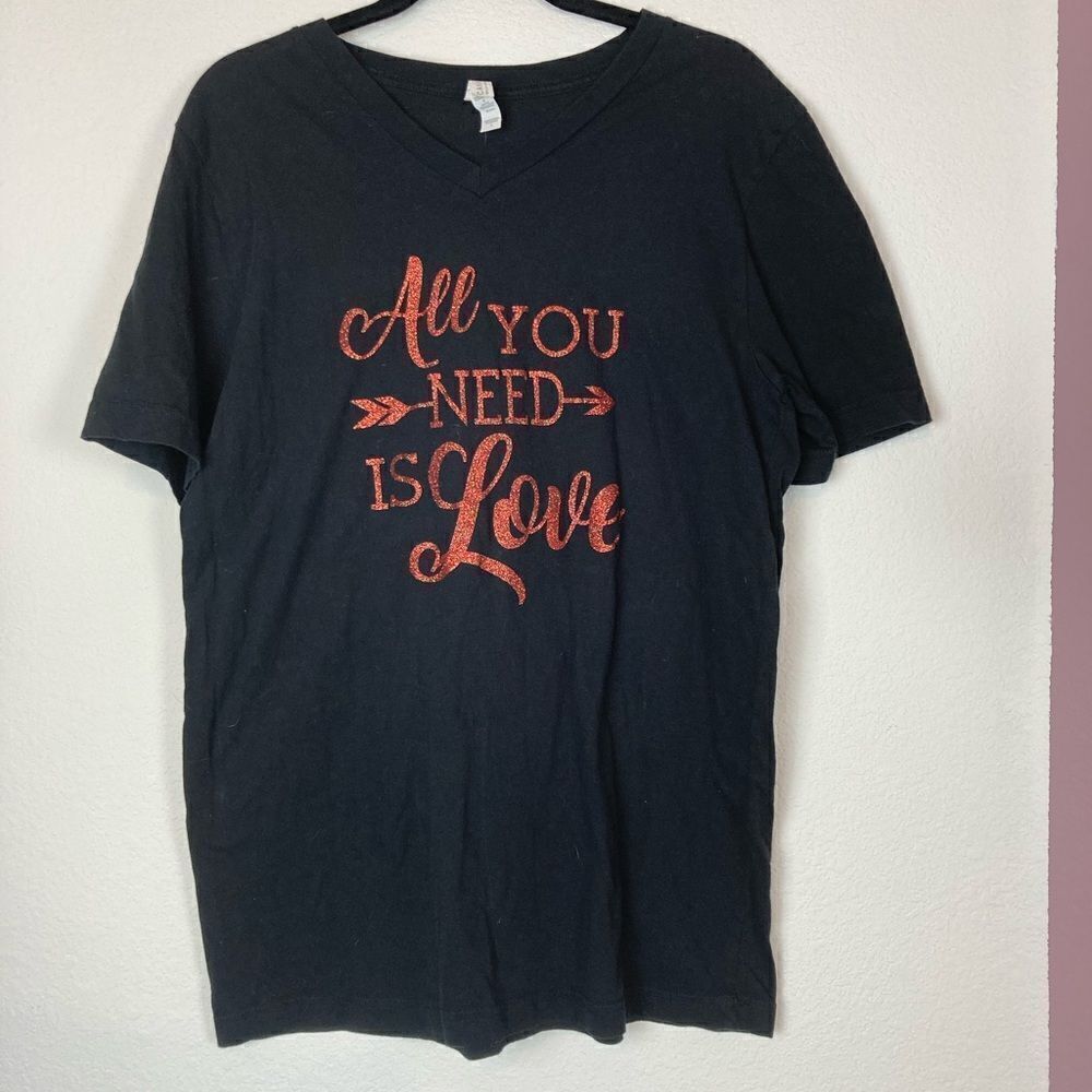 All You Need Is Love Beatles lyric graphic sparkly T NWOT